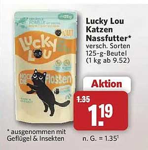 Lucky Lou Katzen Nassfutter* versch. Sorten 125-g-Beutel (1 kg ab 9.52)