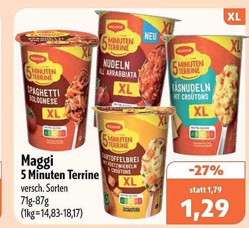 Maggi 5 Minuten Terrine versch. Sorten 71g-87g (1kg=14,83-18,17)