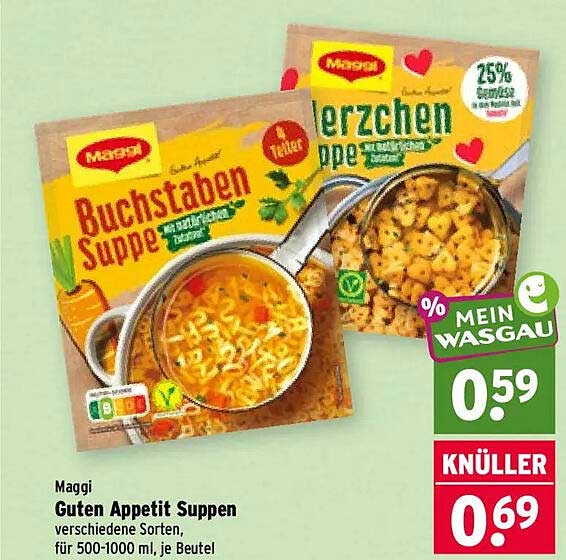Maggi Guten Appetit Suppen verschiedene Sorten, für 500-1000 ml, je Beutel