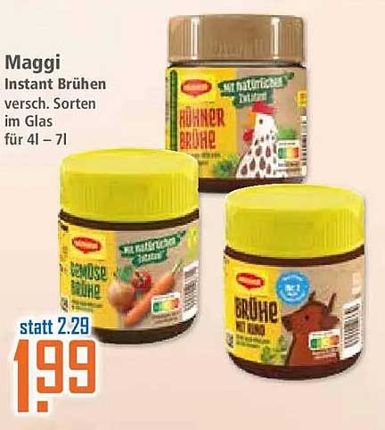Maggi Instant Brühen versch. Sorten im Glas für 4l – 7l