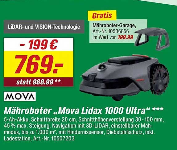Mähroboter „Mova Lidax 1000 Ultra“