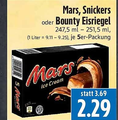 Mars, Snickers oder Bounty Eisriegel