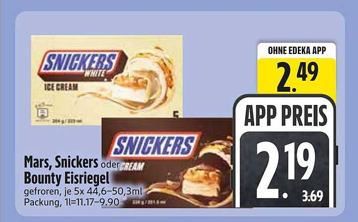 Mars, Snickers oder Bounty Eisriegel
