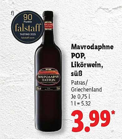 Mavrodaphne POP, Likörwein, süß