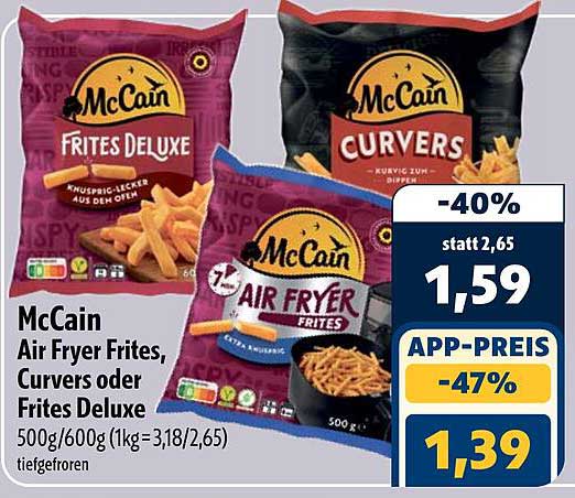 McCain Air Fryer Frites, Curvers oder Frites Deluxe