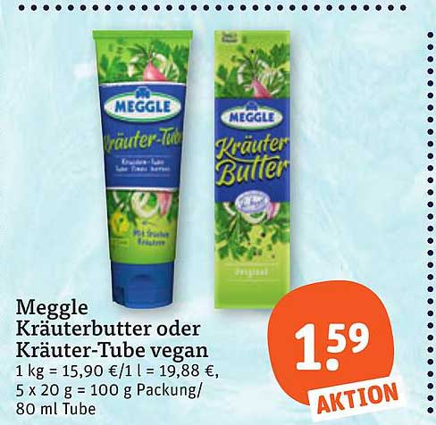 Meggle Kräuterbutter oder Kräuter-Tube vegan