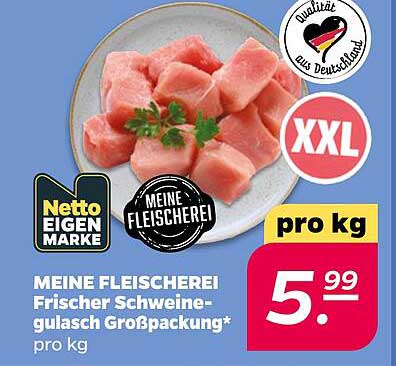 MEINE FLEISCHEREI Frischer Schweinegulasch Großpackung* pro kg