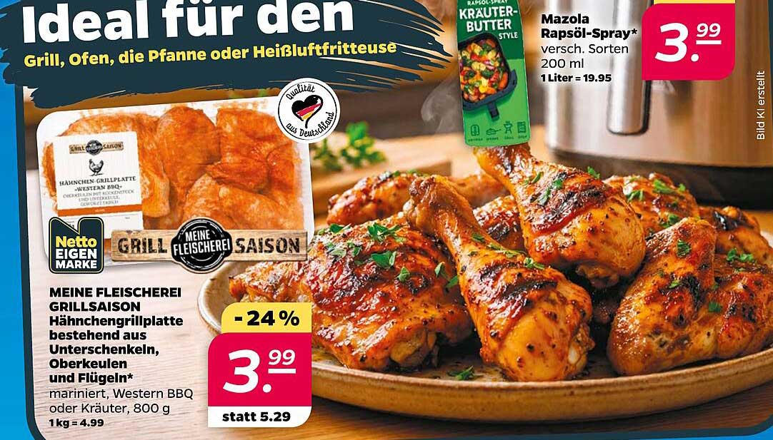 MEINE FLEISCHEREI GRILLSAISON Hähnchengrillplatte bestehend aus Unterschenkeln, Oberkeulen und Flügeln*