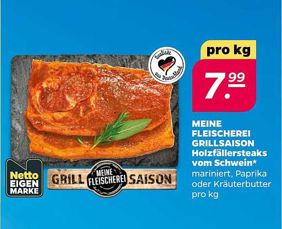 MEINE FLEISCHEREI GRILLSAISON Holzfällersteaks vom Schwein*