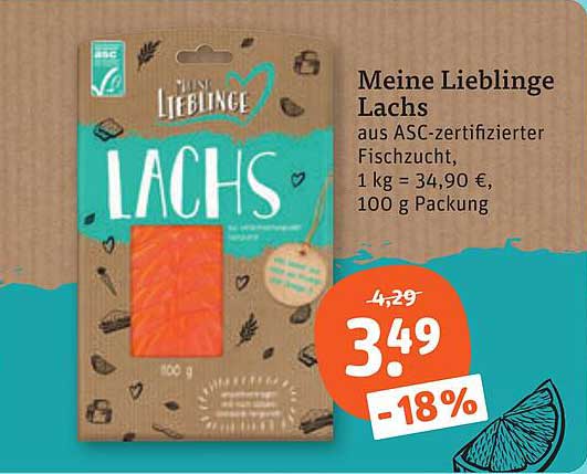 Meine Lieblinge Lachs aus ASC-zertifizierter Fischzucht, 1 kg = 34,90 €, 100 g Packung