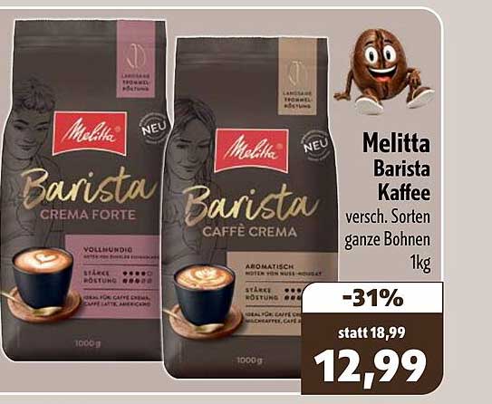 Melitta Barista Kaffee versch. Sorten ganze Bohnen 1kg
