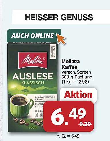 Melitta Kaffee versch. Sorten 500-g-Packung (1 kg = 12,98)
