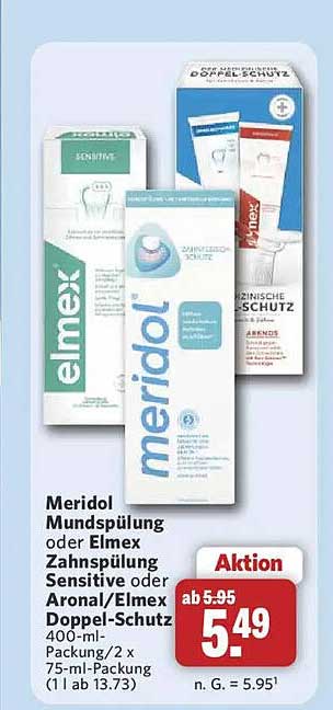 Meridol Mundspülung oder Elmex Zahnspülung Sensitive oder Aronal/Elmex Doppel-Schutz