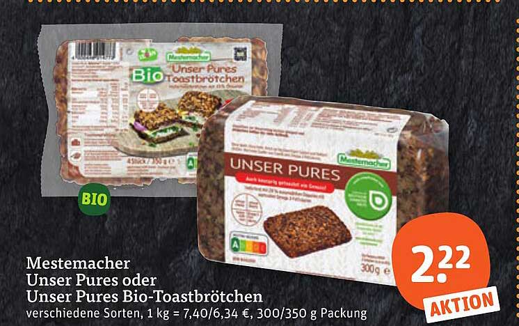Mestemacher Unser Pures oder Unser Pures Bio-Toastbrötchen