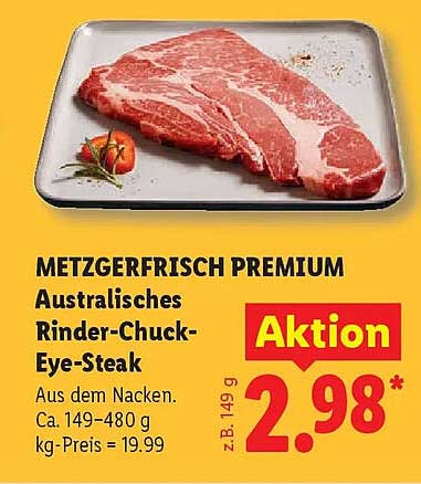 METZGERFRISCH PREMIUM Australisches Rinder-Chuck-Eye-Steak