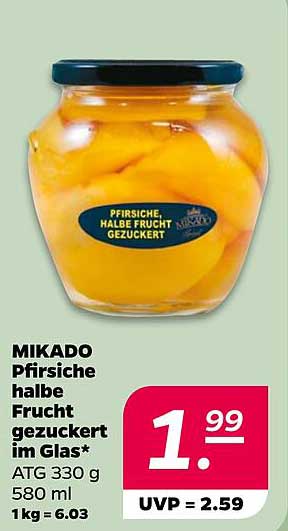 MIKADO Pfirsiche halbe Frucht gezuckert im Glas*