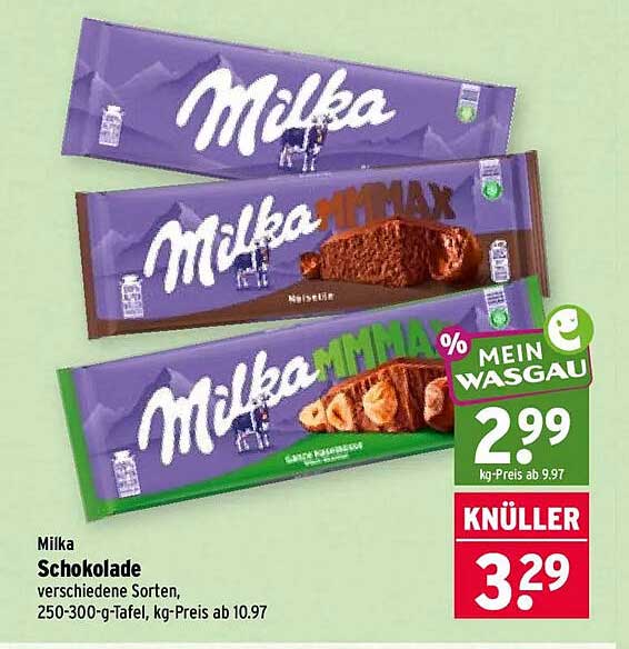 Milka Schokolade verschiedene Sorten, 250-300-g-Tafel, kg-Preis ab 10.97