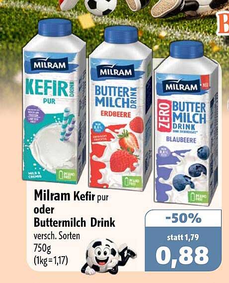 Milram Kefir pur oder Buttermilch Drink