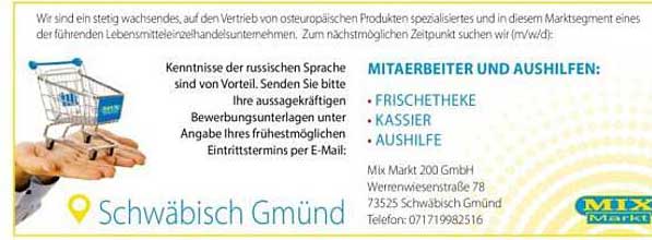 MITARBEITER UND AUSHILFEN: FRISCHTHEKE KASSIER AUSHILFE