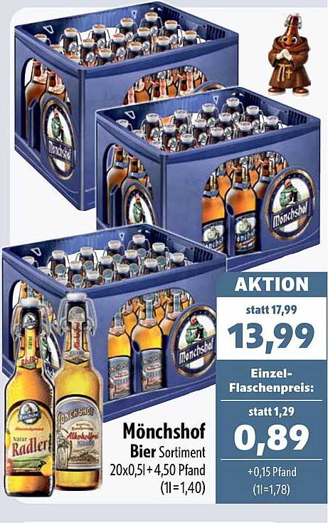 Mönchshof Bier Sortiment 20x0,5l + 4,50 Pfand (1l=1,40)
