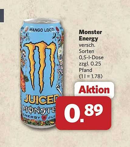 Monster Energy versch. Sorten 0,5-l-Dose zzgl. 0.25 Pfand (1 l = 1.78)