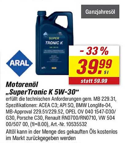 Motorenöl „SuperTronic K 5W-30“