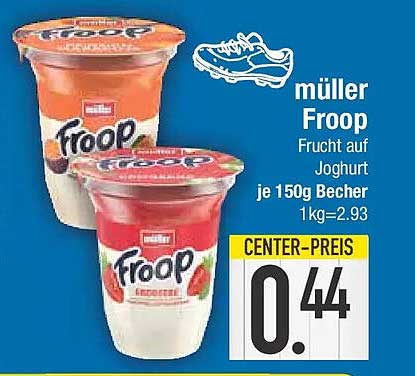 müller Froop Frucht auf Joghurt je 150g Becher 1kg=2.93