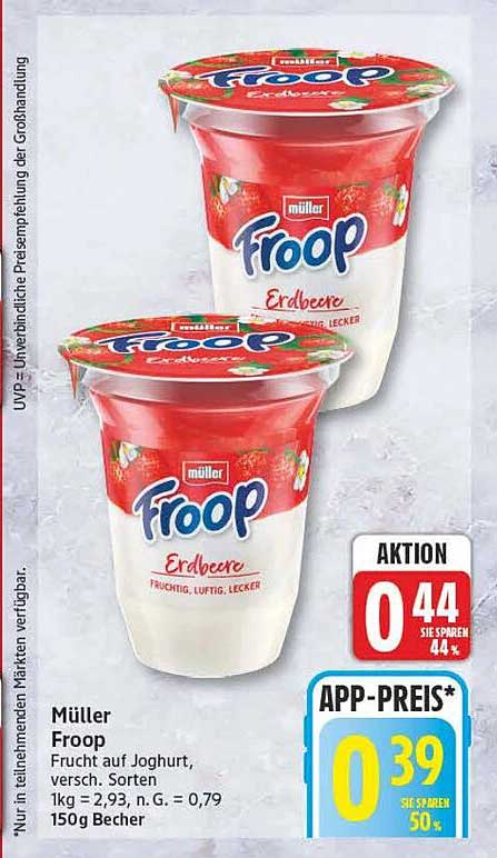 Müller Froop Frucht auf Joghurt, versch. Sorten