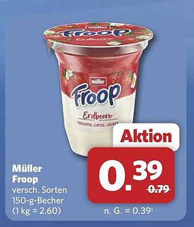Müller Froop versch. Sorten 150-g-Becher (1 kg = 2.60)