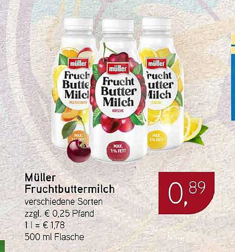 Müller Fruchtbuttermilch verschiedene Sorten