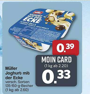 Müller Joghurt mit der Ecke versch. Sorten 135-150-g-Becher (1 kg ab 2.60)