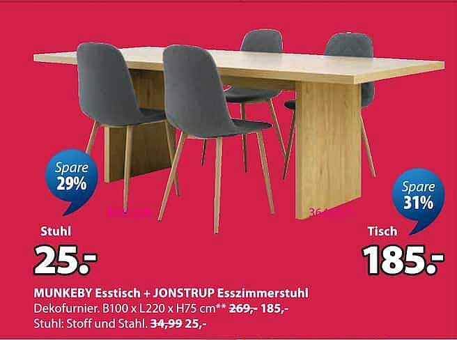 MUNKEBY Esstisch + JONSTRUP Esszimmerstuhl