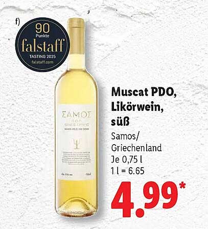 Muscat PDO, Likörwein, süß Samos/Griechenland