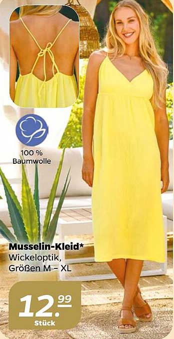 Musselin-Kleid* Wickeloptik, Größen M – XL