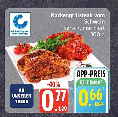 Nackengrillsteak vom Schwein versch. mariniert 100 g