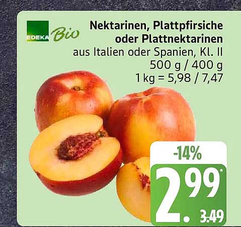 Nektarinen, Plattpfirsiche oder Plattnektarinen