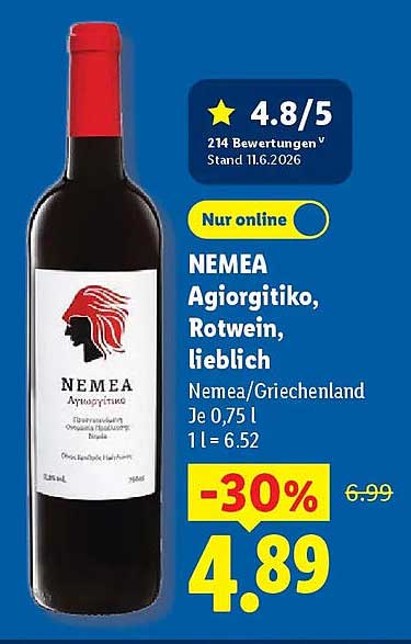 NEMEA Agiorgitiko, Rotwein, lieblich