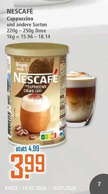 NESCAFÉ Cappuccino und andere Sorten 220g – 250g Dose