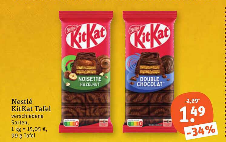 Nestlé KitKat Tafel verschiedene Sorten, 1 kg = 15,05 €, 99 g Tafel