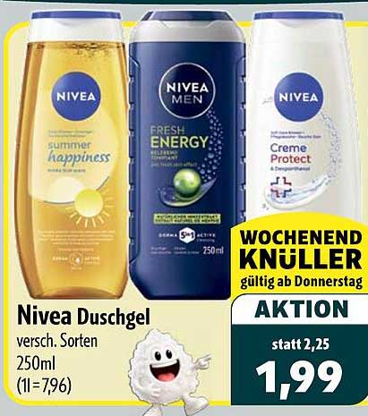 Nivea Duschgel versch. Sorten 250ml (1l=7,96)