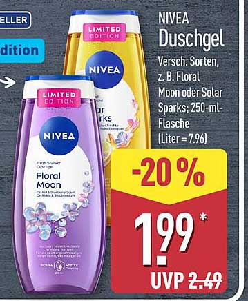 NIVEA Duschgel Versch. Sorten, z. B. Floral Moon oder Solar Sparks; 250-ml-Flasche (Liter = 7,96)