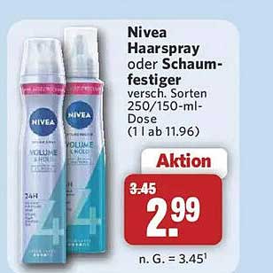 Nivea Haarspray oder Schaumfestiger versch. Sorten 250/150-ml-Dose (1 l ab 11.96)