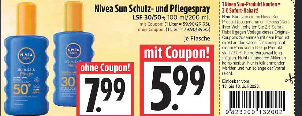Nivea Sun Schutz- und Pflegespray LSF 30/50+ 100/200 ml,