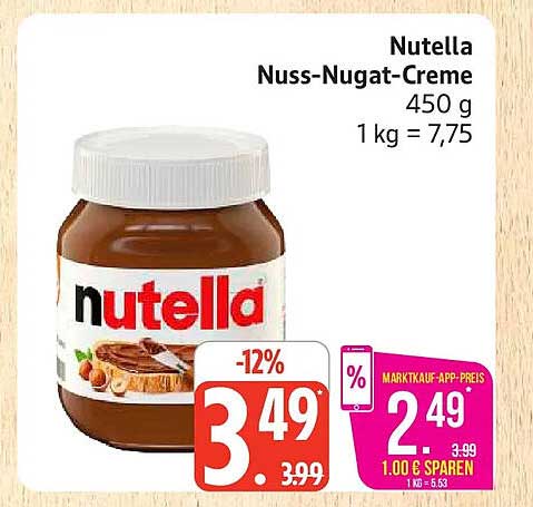 Nutella Nuss-Nugat-Creme 450 g 1 kg = 7,75