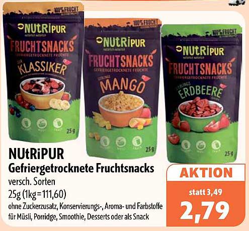 NUTRiPUR Gefriergetrocknete Fruchtsnacks