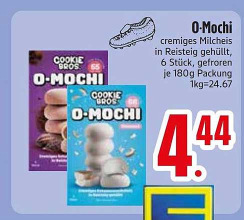 O-Mochi cremiges Milcheis in Reisteig gehüllt, 6 Stück, gefroren je 180g Packung 1kg=24.67