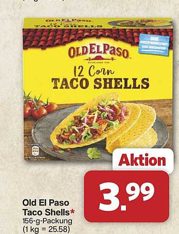 Old El Paso Taco Shells* 156-g-Packung (1 kg = 25.58)