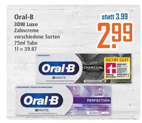 Oral-B 3DW Luxe Zahncreme verschiedene Sorten 75ml Tube