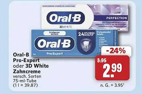 Oral-B Pro-Expert oder 3D White Zahncreme