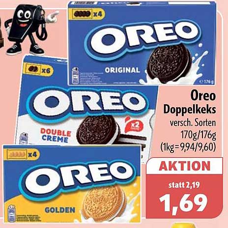 Oreo Doppelkeks versch. Sorten 170g/176g (1kg=9,94/9,60)